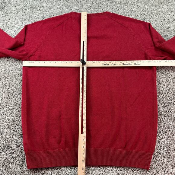 Fynch Hatton Sweater Mens XXL 2XL Red Supersoft Cotton V Neck Casual Pullover - Picture 8 of 11